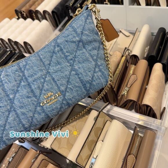 NWT Coach Caitlin Shoulder Bag With Quilting CDZ89 Gold/Indigo - Picture 3 of 8